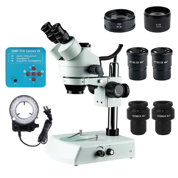 Высококачественный тринокулярный стереомикроскоп 3.5X-270X, Простое управление, металлический Хромированный Механический микроскоп, электронное использование