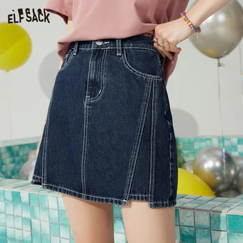 Джинсовые юбки ELFSACK Женские 2023 Весна/Лето, новый элегантный низ с высокой талией