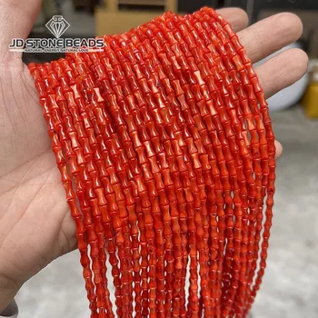 Окрашенный в красный цвет Вертлужный каркас Бамбуковая бусина В форме Бусины 3 * 6 мм Для изготовления ювелирных изделий Diy Браслет Ожерелье Аксессуары