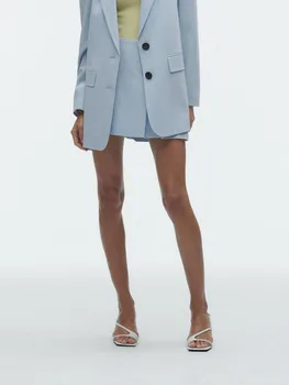 Весенне-летний Новый женский модный Ruili Удобный однотонный Свободный прямой костюм, пальто, комплект с широкими плиссированными брюками и юбкой