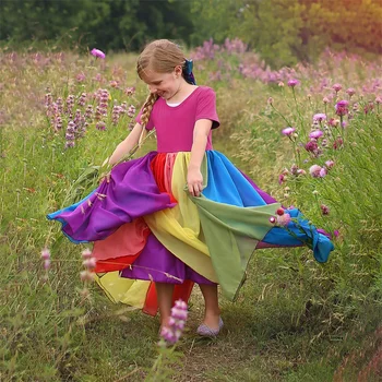 SAILEROAD 2022 Летняя детская одежда, радужные платья, одежда с короткими рукавами, платье принцессы для маленьких девочек, хлопковая детская одежда