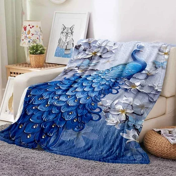 Одеяло с рисунком павлина, ультралегкое мягкое плюшевое фланелевое покрывало для дивана-кровати, лучшие подарки для офиса